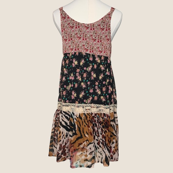 Vintage Y2K Floral Patchwork Lace Babydoll Spaghetti Strap Dress - Picture 1 of 7